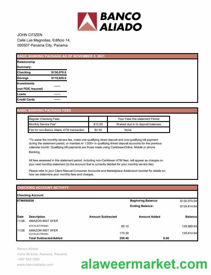 Panama Banco Aliado excel pdf
